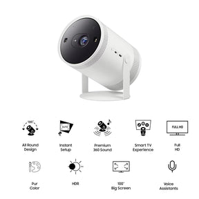 SAMSUNG SP-LFF3CLAXXXL (2300 lm / Wireless / Remote Controller) Portable The Freestyle 2nd Gen with HDR 10+, Wi-Fi, Premium 360 Degree Sound, All Round Design, Instant Setup, In-Built OTT Apps, Compact Smart LED Projector