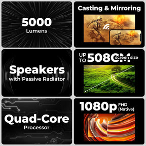ZEBRONICS ZEB-PIXAPLAY 26 (5000 lm) 1080p Full HD, 508 cm Screen, Auto Focus, Auto Keystone, HDMI (ARC), Miracast, Dual Band, 30,000 Hour lamp life, OTT App Support : Netflix, Amazon Prime, YouTube etc., Dolby Support Smart Projector