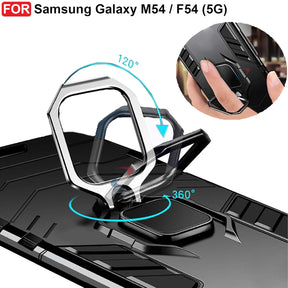 Protect Rugged Samsung Galaxy M54 / F54 (5G) Defender Case | Rotating Ring Holder & Kickstand in-Built | Military Grade Armor | Bumper Back Cover