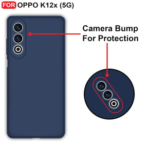 Protect Oppo K12x (5G) Back Cover | Camera Bump Protection & Inner Velvet Fabric Lining | Ultra Slim Matte Soft Rubberised Case Cover