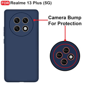Protect Realme 13 Plus (5G) Back Cover | Camera Bump Protection & Inner Velvet Fabric Lining | Ultra Slim Matte Soft Rubberised Case Cover