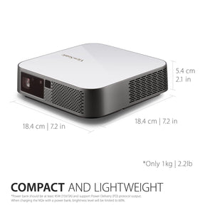 ViewSonic M2e (1000 lm) Portable with 1920X1080p Resolution, 100'' Maximum Display, Auto Focus+ WiFi+ Bluetooth+6W Harman Kardon Speaker, Bluetooth ,HDMI, USB Type-C Connectivity LED Projector